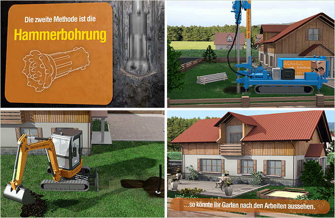 3D Animationsfilm Erdbohrung / Wärmebohrung